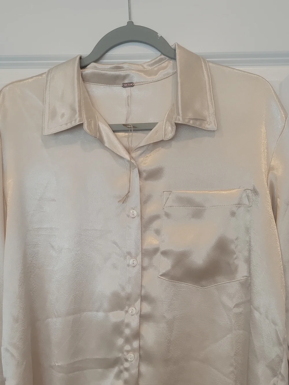 Free People Shooting For The Moon Button Down Shirt Tea Champagne Small